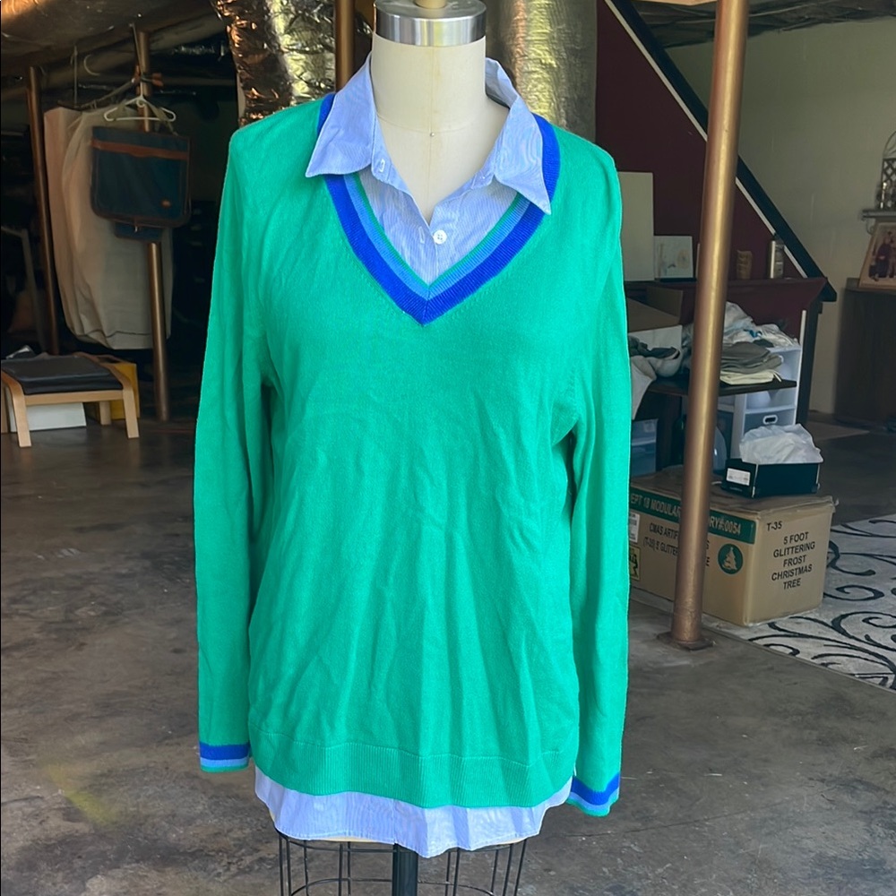 Talbots Green V-Neck Sweater